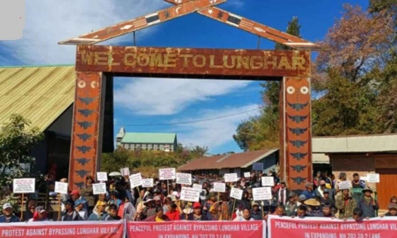 Manipur: Tangkhul Naga villagers stage massive protest against proposed bypass of NH 202